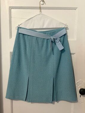 St John Couture Light Blue tweed A-Line Skirt